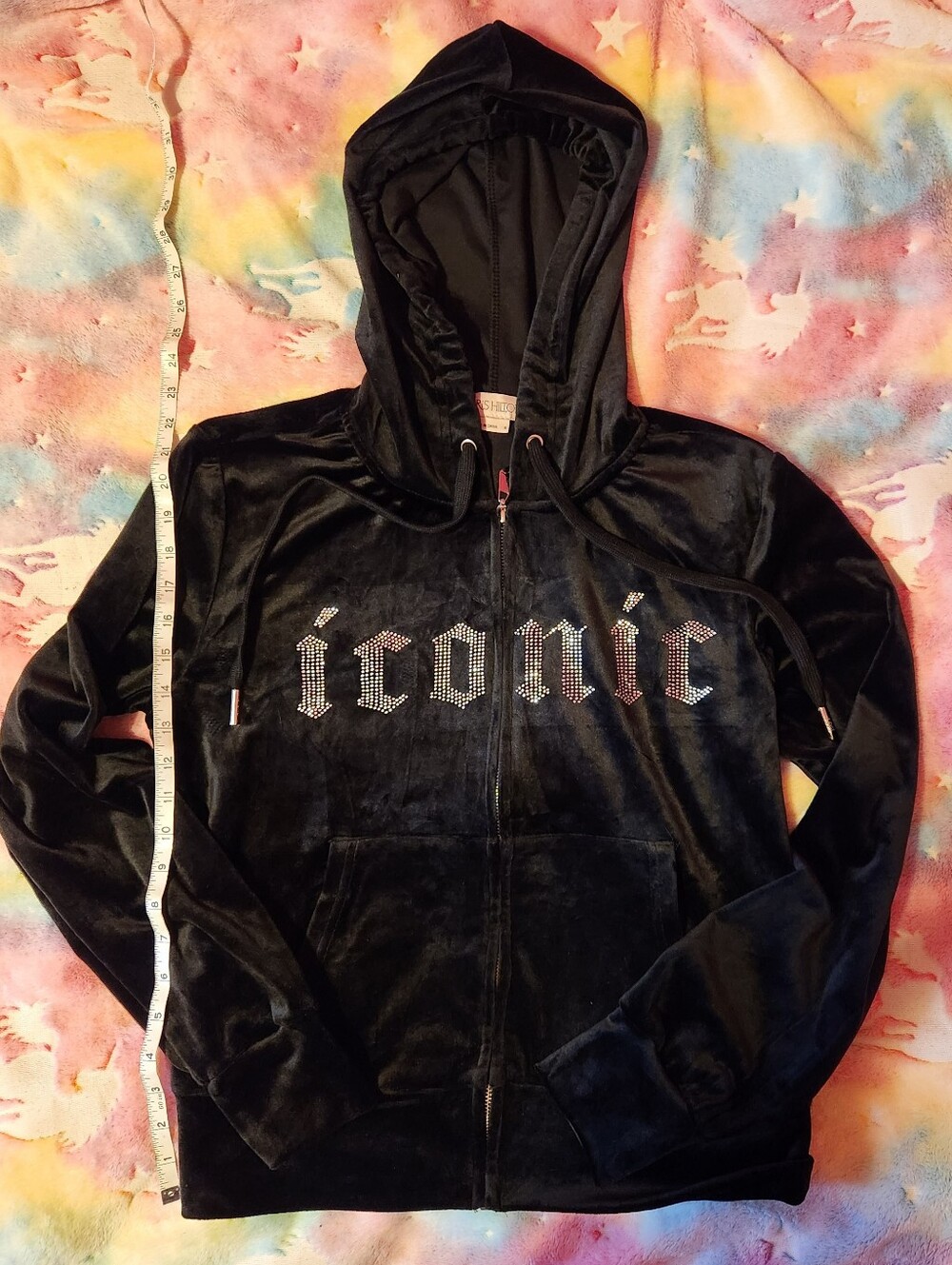 Iconic Velour Rhinestone Hoodie